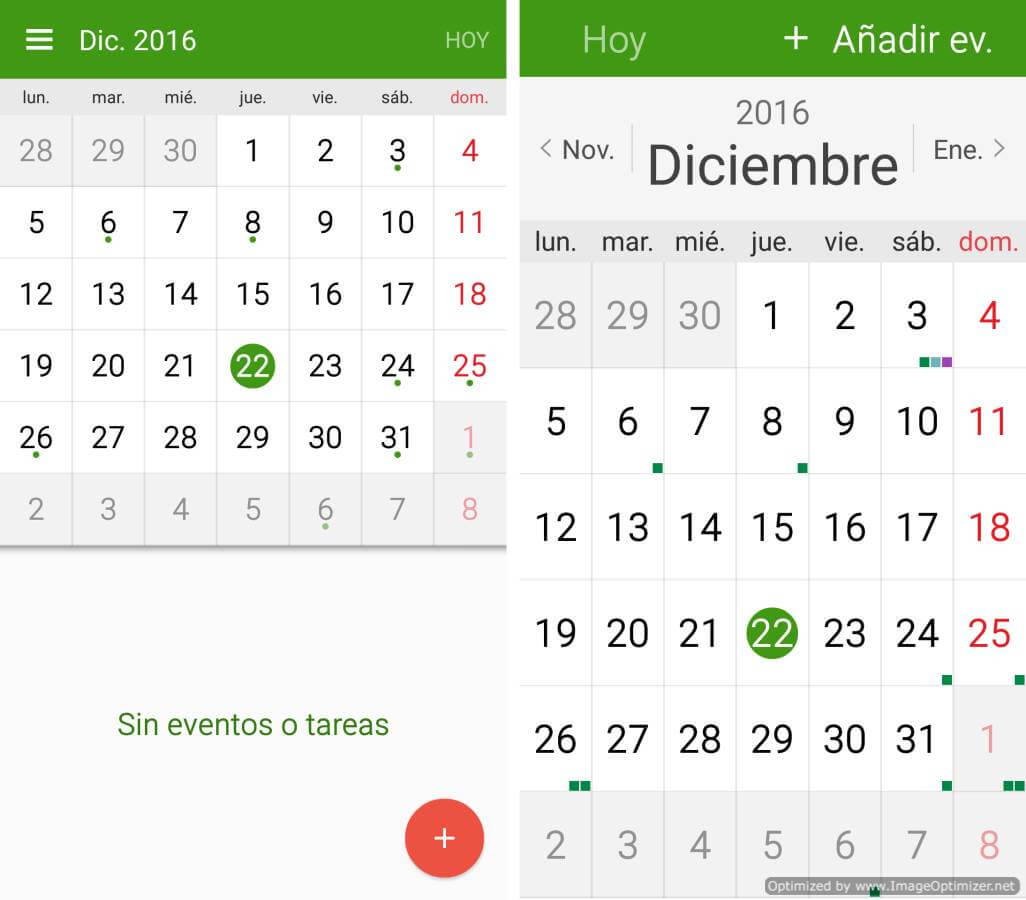 Calendario, estándar y sencillo