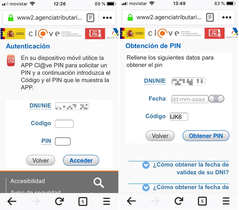 Acceso al servicio. Clave PIN -3