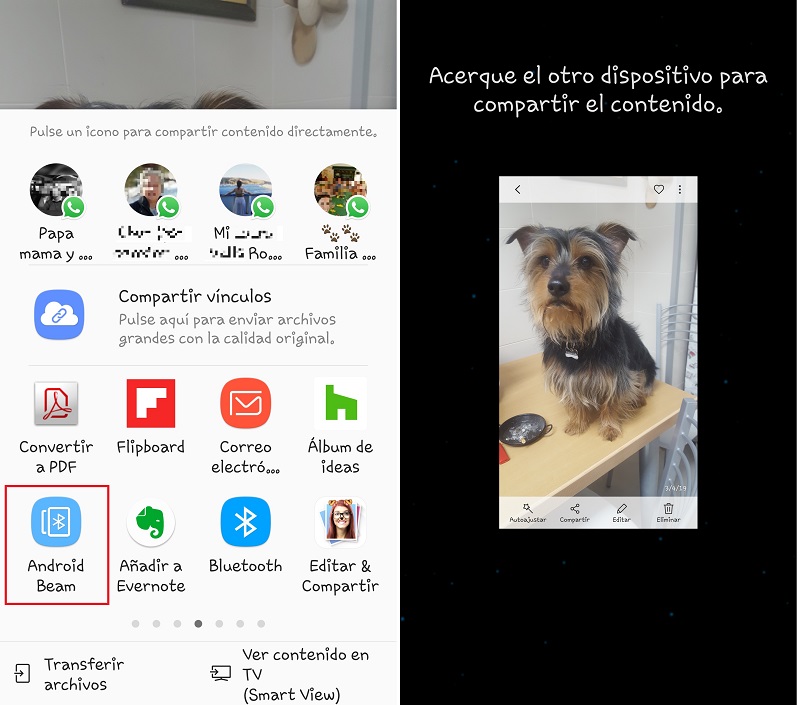 Pantallas para Compartir con Android Beam
